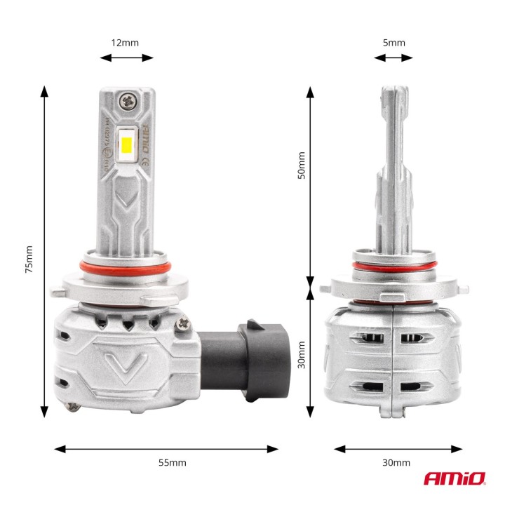 Żarówki samochodowe LED seria X2 HB3 9005/HIR1 9011/H10 6500K Canbus AMIO-02975