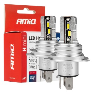 Żarówki samochodowe LED seria H-mini H4/H19 6500K Canbus AMIO-03331