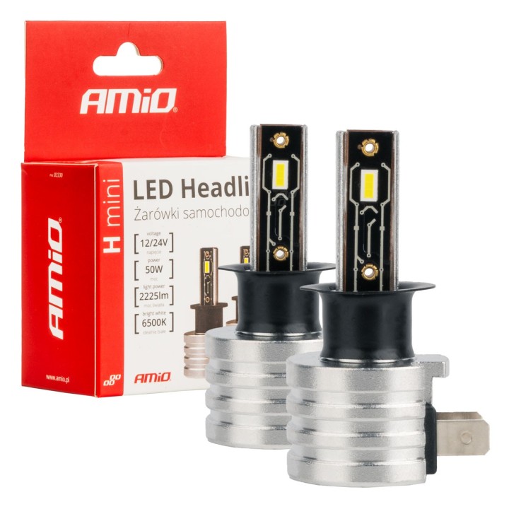 Żarówki samochodowe LED seria H-mini H3 6500K Canbus AMIO-03330