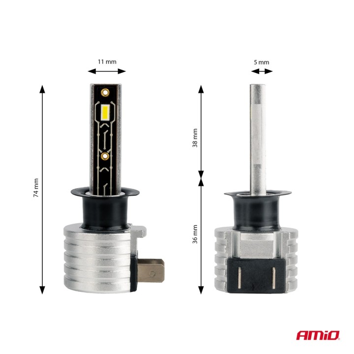 Żarówki samochodowe LED seria H-mini H1 6500K Canbus AMIO-03329