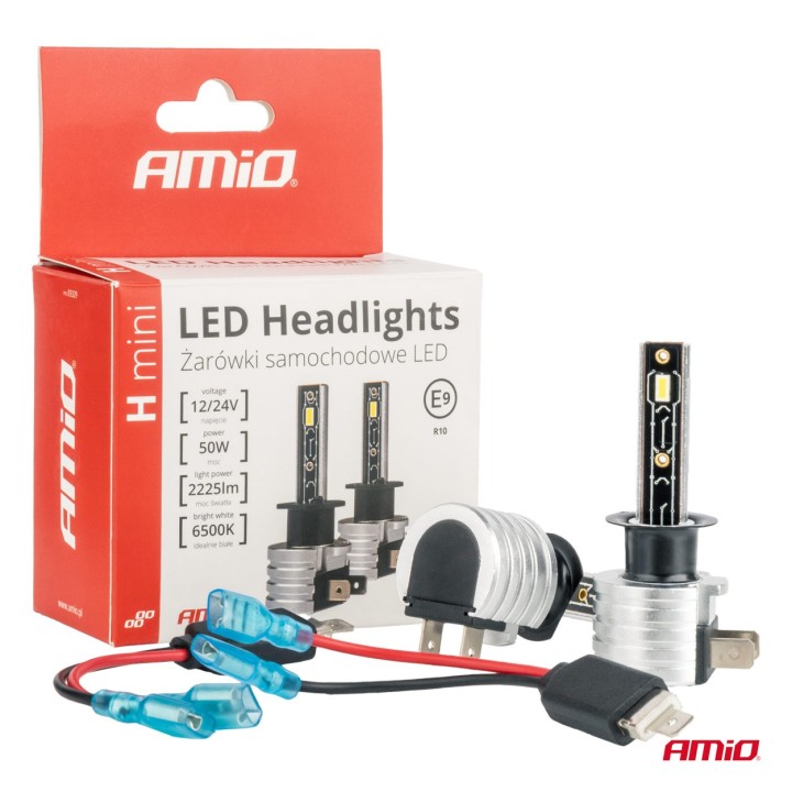 Żarówki samochodowe LED seria H-mini H1 6500K Canbus AMIO-03329