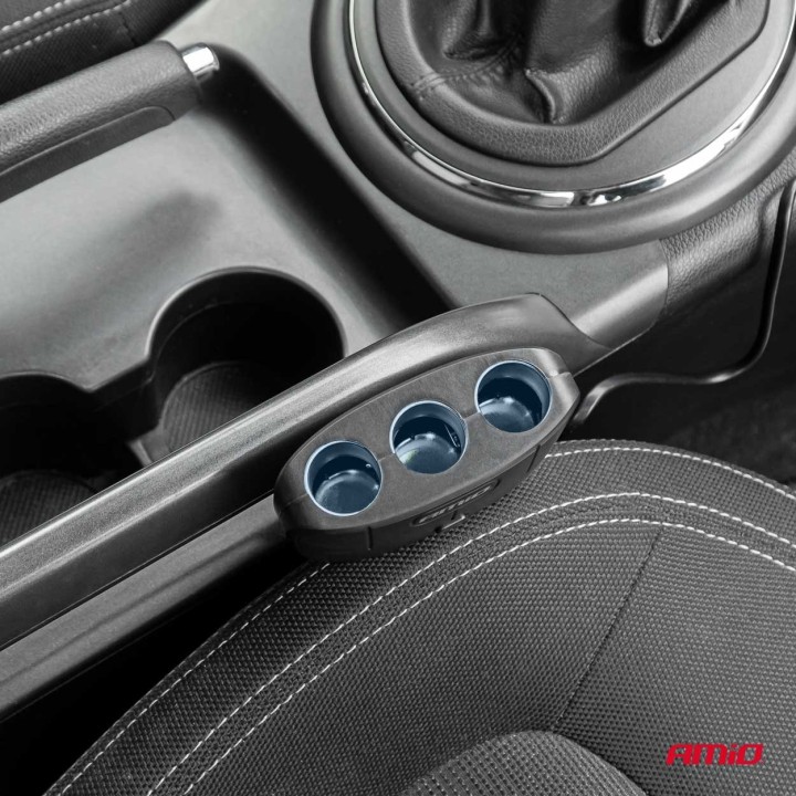 Rozdzielacz gniazda zapalniczki z ładowarką 2x USB-A ON/OFF 12V 24V 100W 70cm AMIO-04362