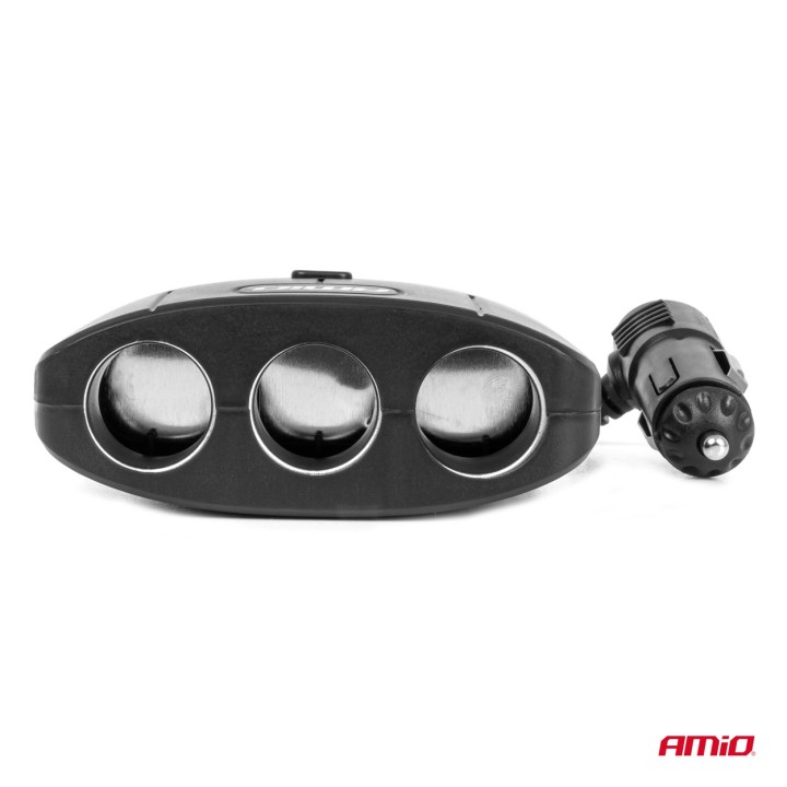 Rozdzielacz gniazda zapalniczki z ładowarką 2x USB-A ON/OFF 12V 24V 100W 70cm AMIO-04362