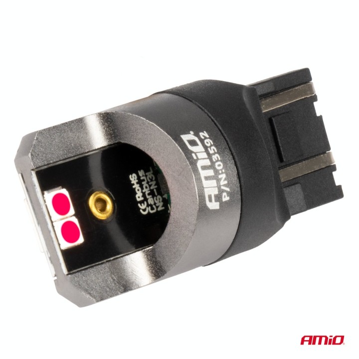 Żarówki LED CANBUS seria PRO W21/5W 4x3030 SMD Red 12V 24V AMIO-03592