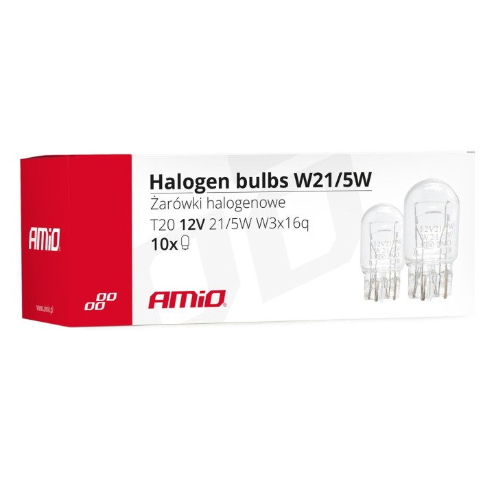 Żarówki halogenowe T20 W21/5W W3x16d 10 szt. AMIO-02552