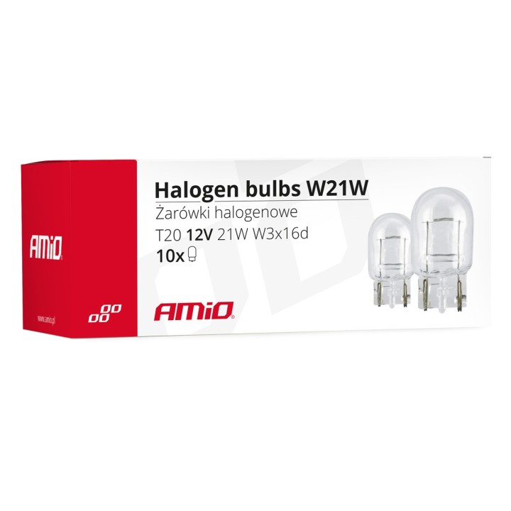 Żarówki halogenowe T20 W21W W3x16d 12V 10 szt. AMIO-02551