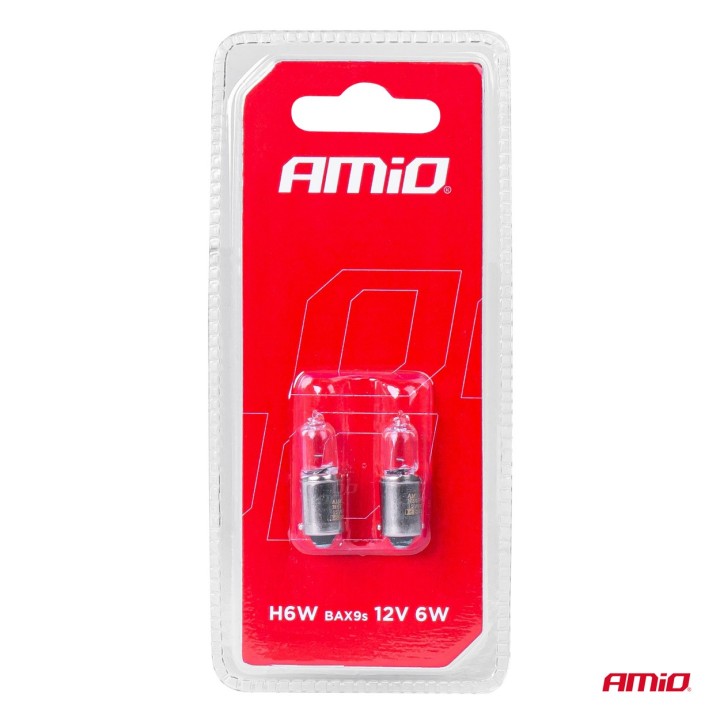 Żarówki halogenowe H6W 12V 6W BAX9S 2szt. blister AMIO-03355