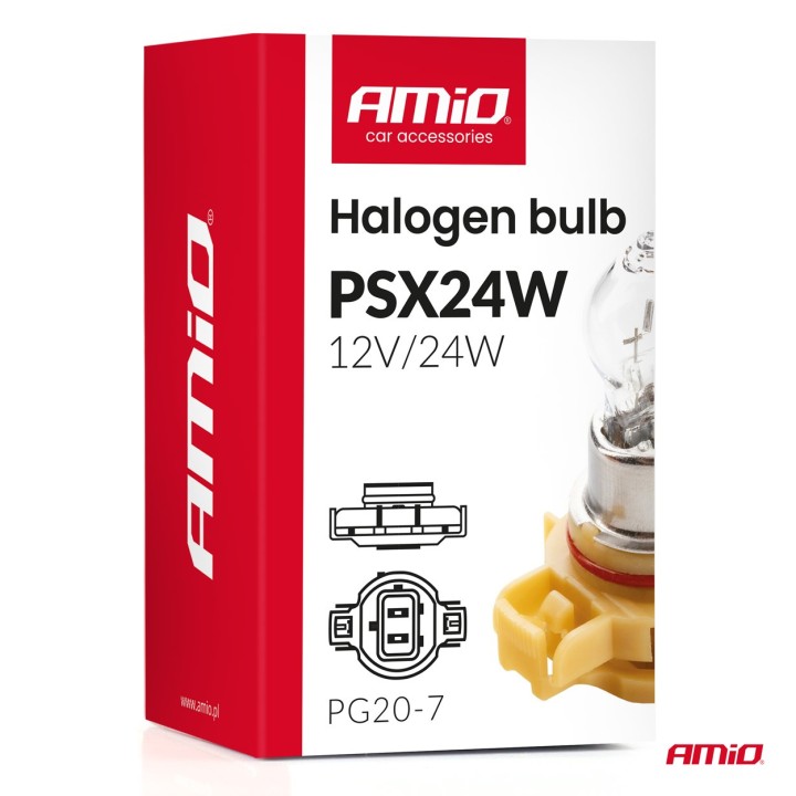 Żarówka halogenowa PSX24W PG20-7 12V 24W AMIO-04411