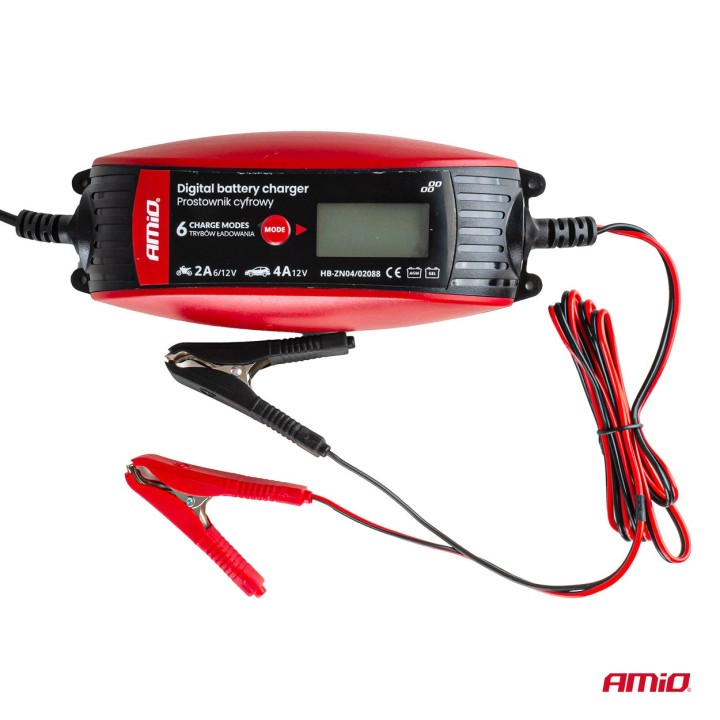 Prostownik cyfrowy ładowarka do akumulatora 6V 12V - 2A 4A - DVL DBC AMIO-02088