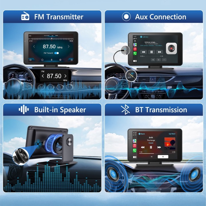 Stacja multimedialna 7" Android Auto Apple Carplay z kamerą cofania Kruger&Matz