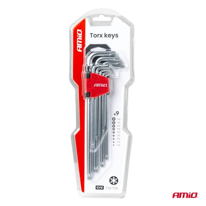 Klucze TORX długie 230 mm 9 szt. TKL AMIO-01039