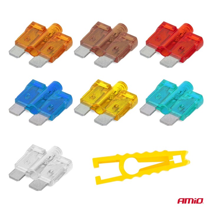 Bezpieczniki samochodowe standard z diodą led 10 szt. AMIO-04341