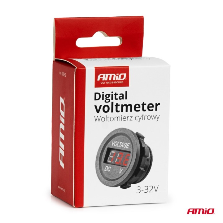Dodatkowy woltomierz cyfrowy do zabudowy 12V 24V MOD-02 AMIO-02852