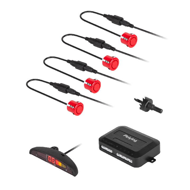 Samochodowe czujniki parkowania z wyświetlaczem (tył) Peiying – czerwone