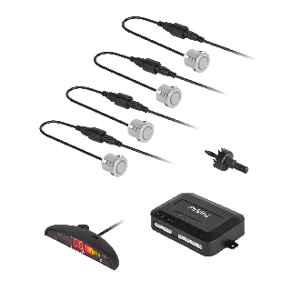 Samochodowe czujniki parkowania z wyświetlaczem (tył) Peiying – srebrne