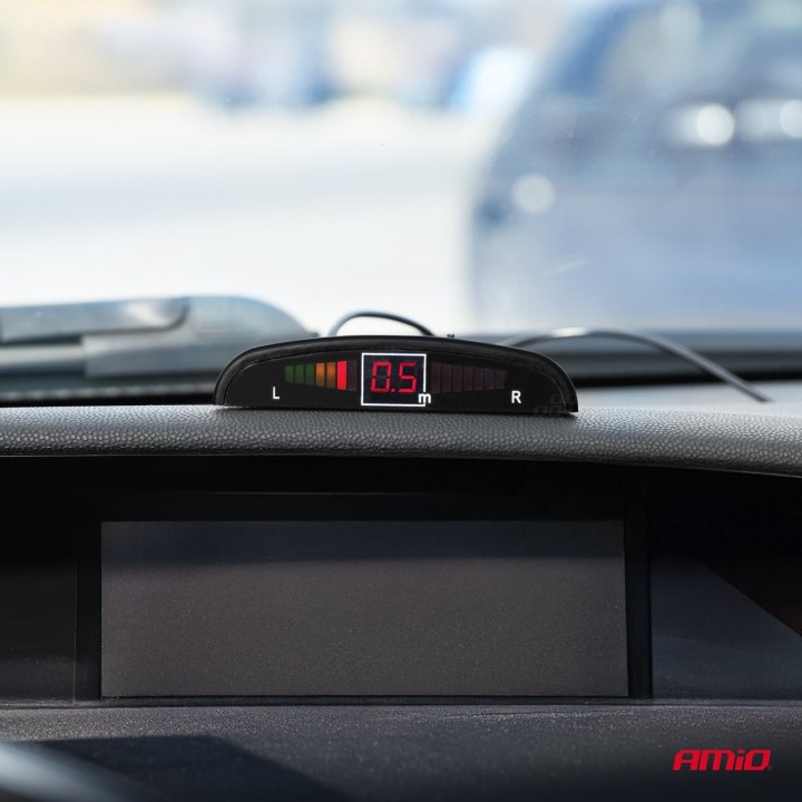 Zestaw czujników parkowania cofania LED 4 sensory czarne AMIO-01565