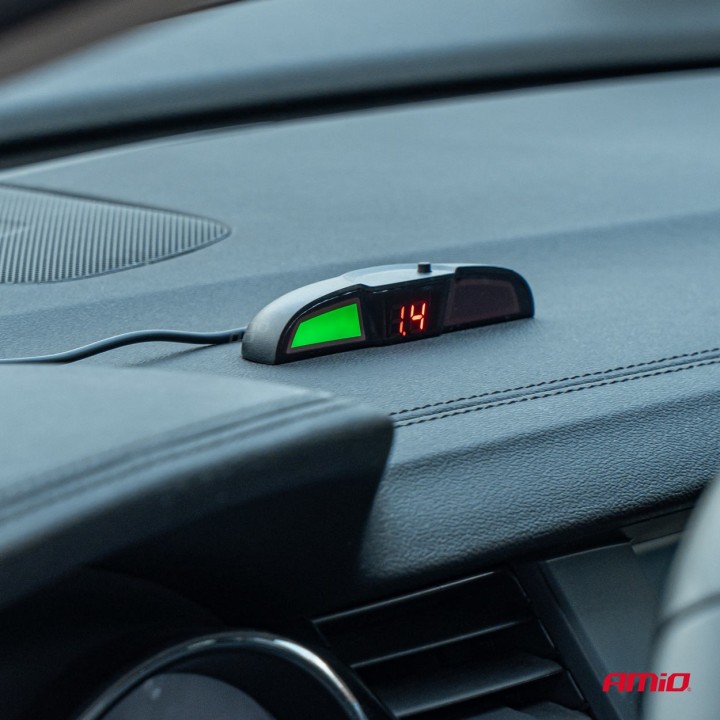 Zestaw czujników parkowania cofania LED COB 4 sensory czarne AMIO-02281