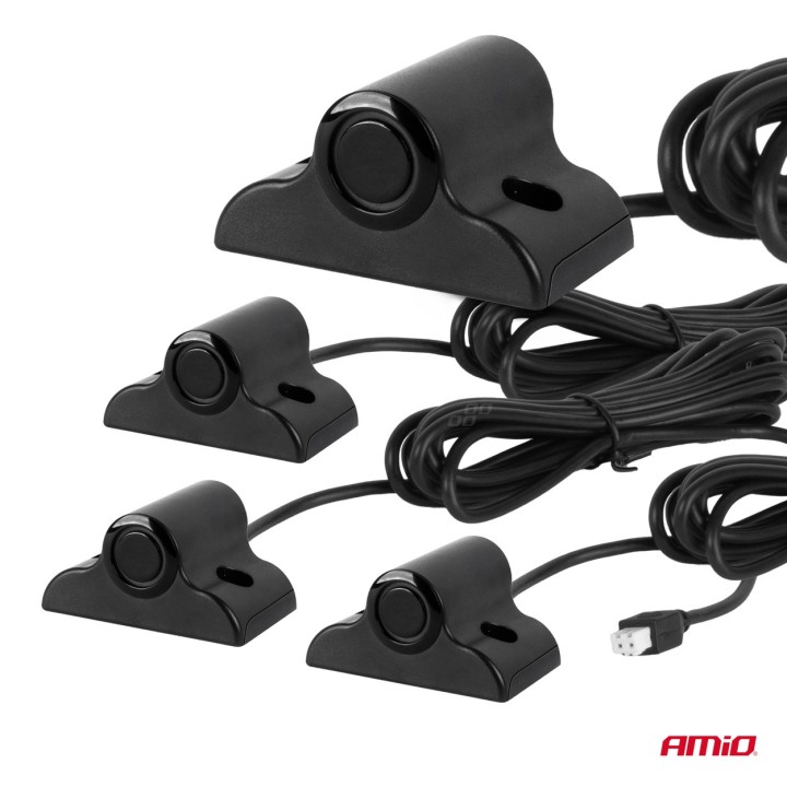 Zestaw czujników parkowania cofania Buzzer 4 sensory czarne TRUCK BUS 19 mm AMIO-02278