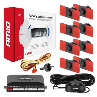 Zestaw czujników parkowania cofania Buzzer 8 sensorów czarne wewnętrzne 16,5mm