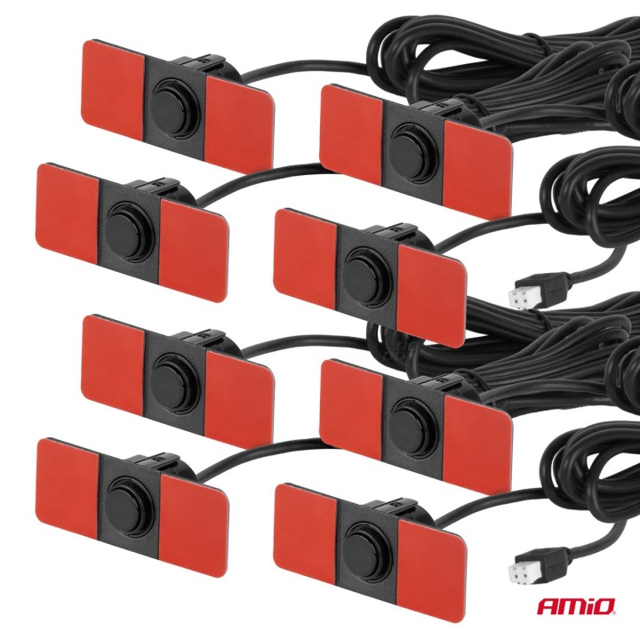 Zestaw czujników parkowania cofania Buzzer 8 sensorów czarne wewnętrzne 16,5mm