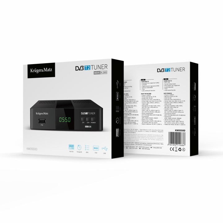 Tuner DVB-T2 H.265 HEVC Kruger&Matz