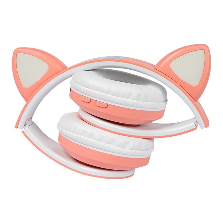 Słuchawki BT 5.0 LED różowe uszy