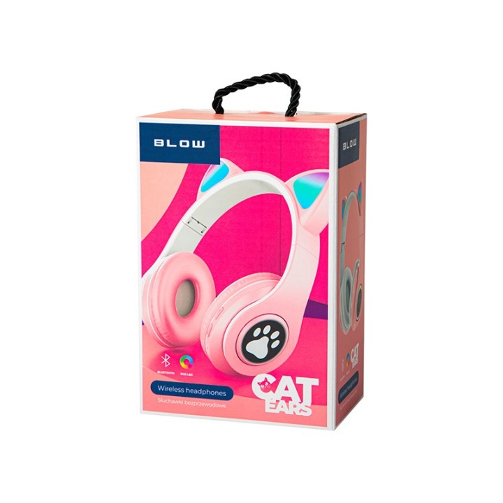 Słuchawki BT 5.0 LED różowe uszy