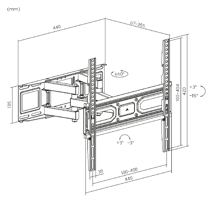 Uchwyt naścienny uniwersalny do LED TV (32"-70") regulacja w pionie i poziomie