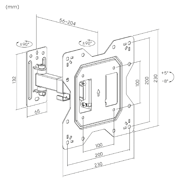 Uchwyt do ściany 23-43 cali czarny LPA51-221 (regulacja w pionie i w poziomie)