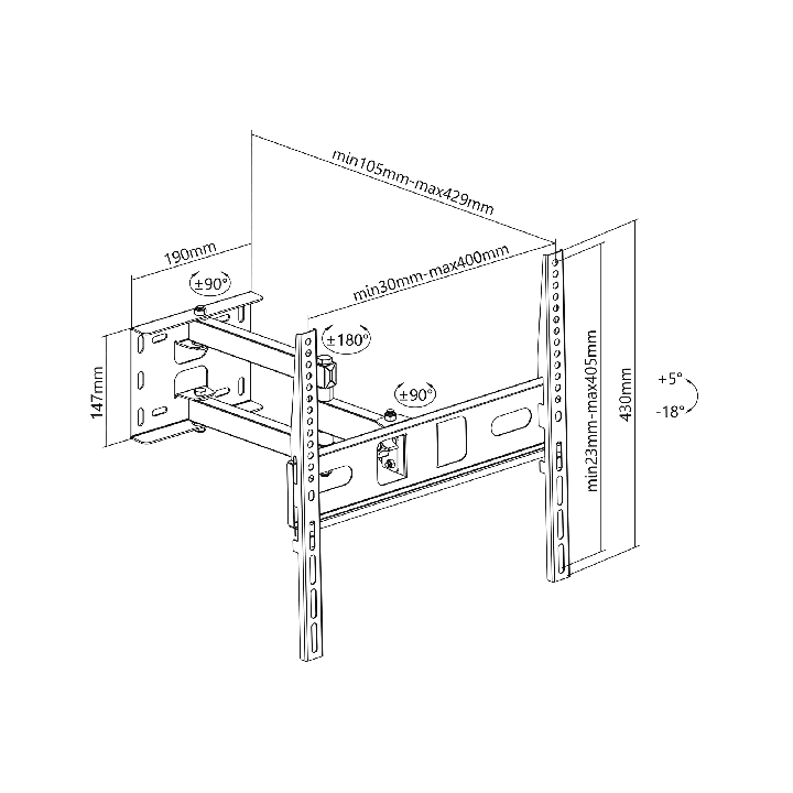 Uchwyt naścienny uniwersalny do LED TV (32-55") regulacja w pionie i poziomie
