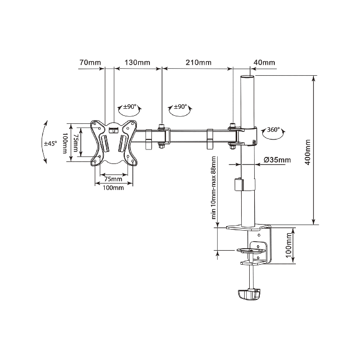 Uchwyt do monitora UDT-C012 13-27"