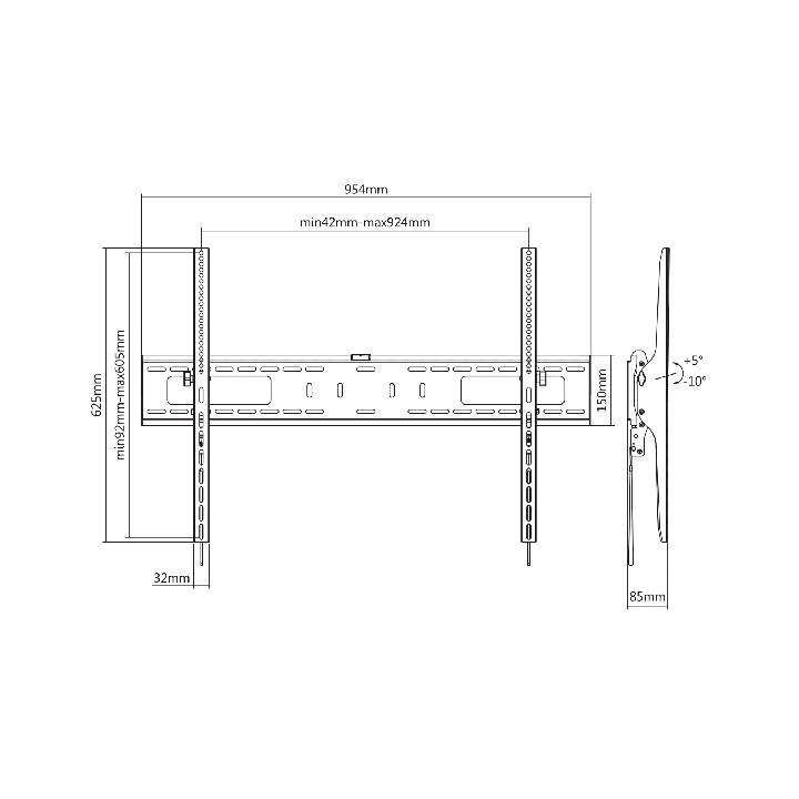 Uchwyt do ściany Kruger&Matz do LED TV 60-100 cali (regulacja w pionie)