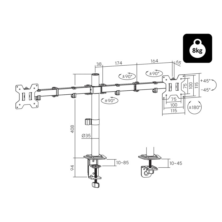 Uchwyt TV LCD HQ 13"-27" do biurka podw.