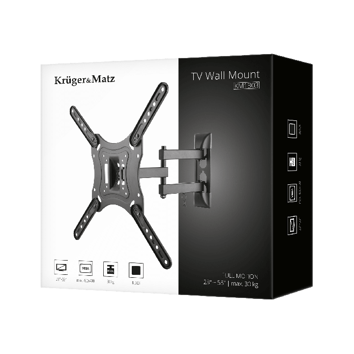 Uchwyt do ściany Kruger&Matz do LED TV 23-55 cali czarny (regulacja w pionie i w poziomie)