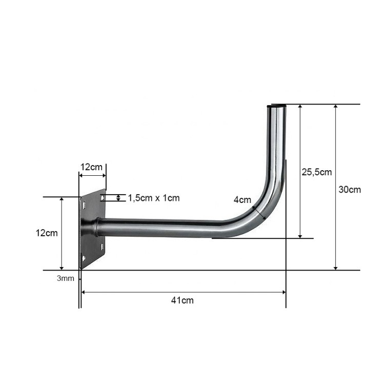 Uchwyt ścienny gięty 400