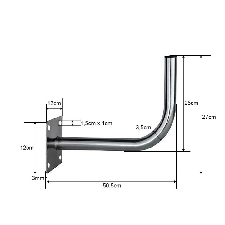 Uchwyt ścienny gięty 500
