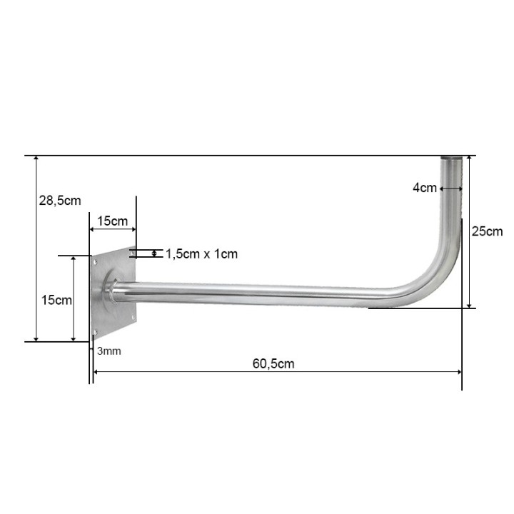 Uchwyt ścienny gięty 600
