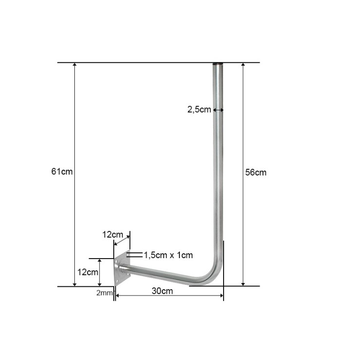 Uchwyt ścienny gięty ant.siat.L300/550mm