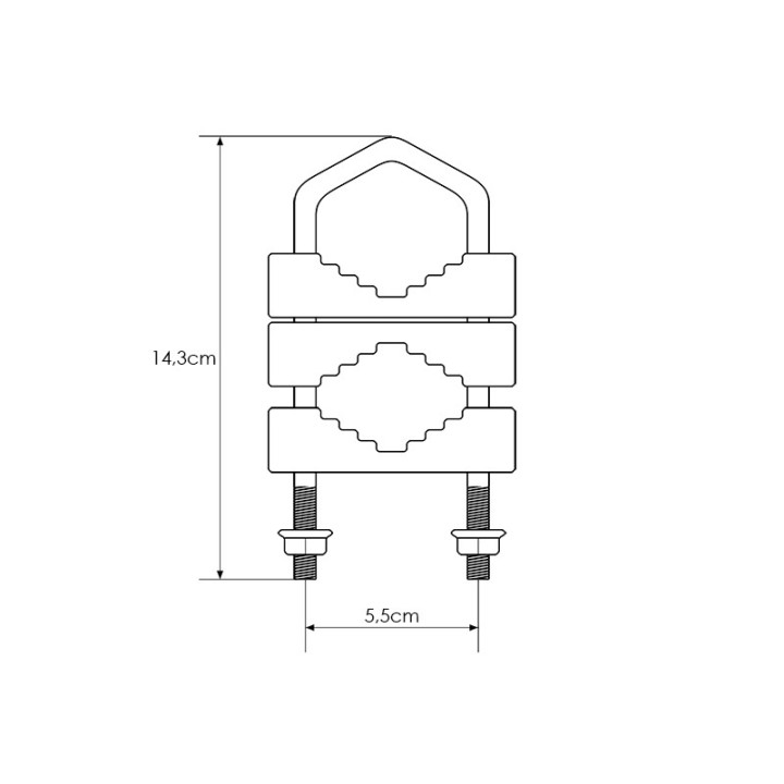 Uchwyt cybant do łączenia masztów 6x15cm