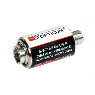 Wzmacniacz antenowy przelotowy OPTICUM WA-10 5-12V 20dB VHF/UHF.