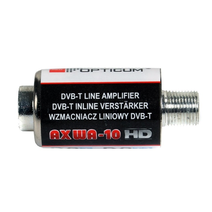 Wzmacniacz antenowy przelotowy OPTICUM WA-10 5-12V 20dB VHF/UHF.