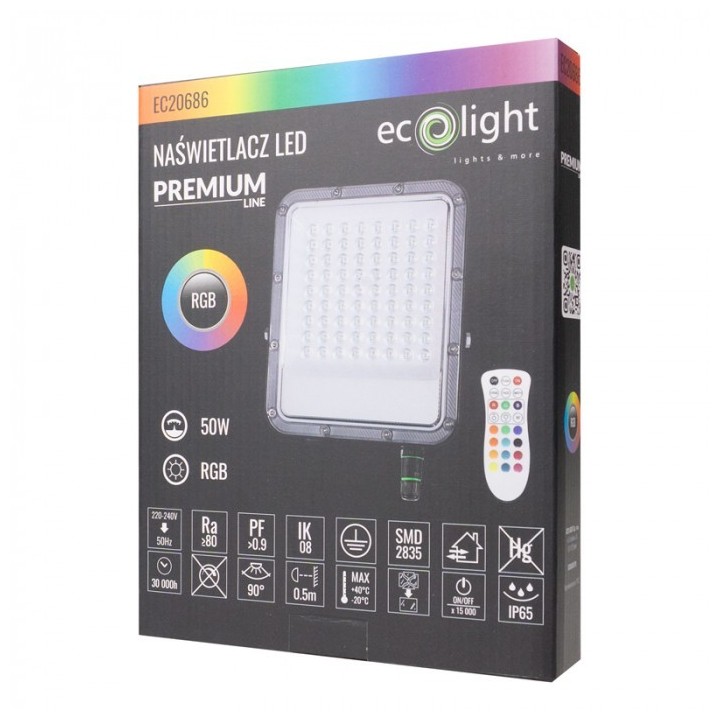 Naświetlacz LED PREMIUM 50W RGB IP65