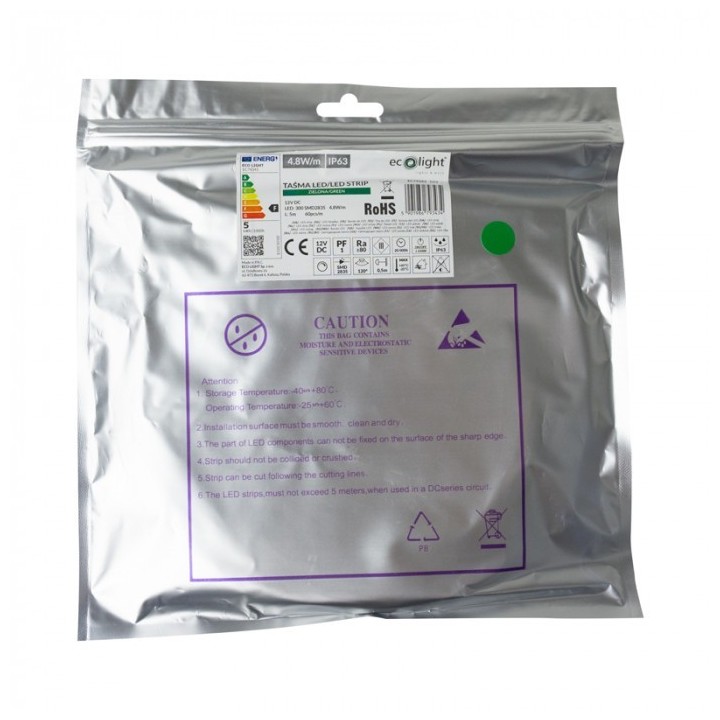 TAŚMA 300 LED ZIELONA ZEWNĘTRZNA (IP65) 24W /5M/