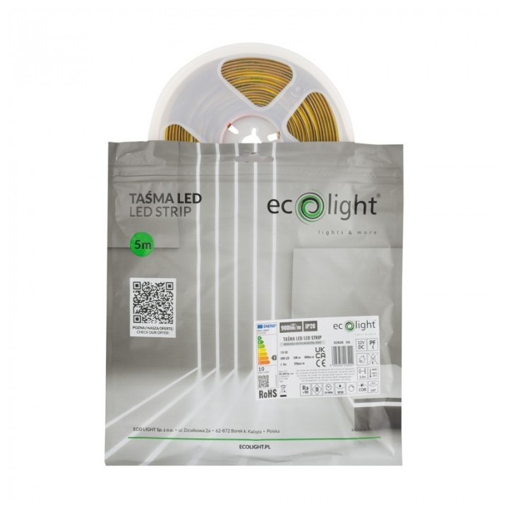 Taśma LED COB 320 10W/m 3000K 900lm/m 12V IP20 5m