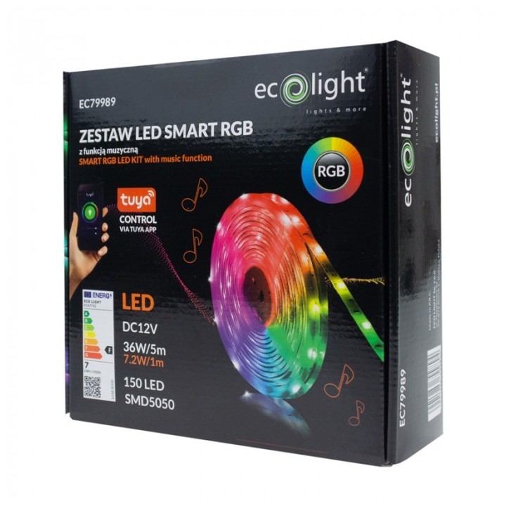 TAŚMA LED SMART ZESTAW 7.2W/m RGB IP20 /5m/