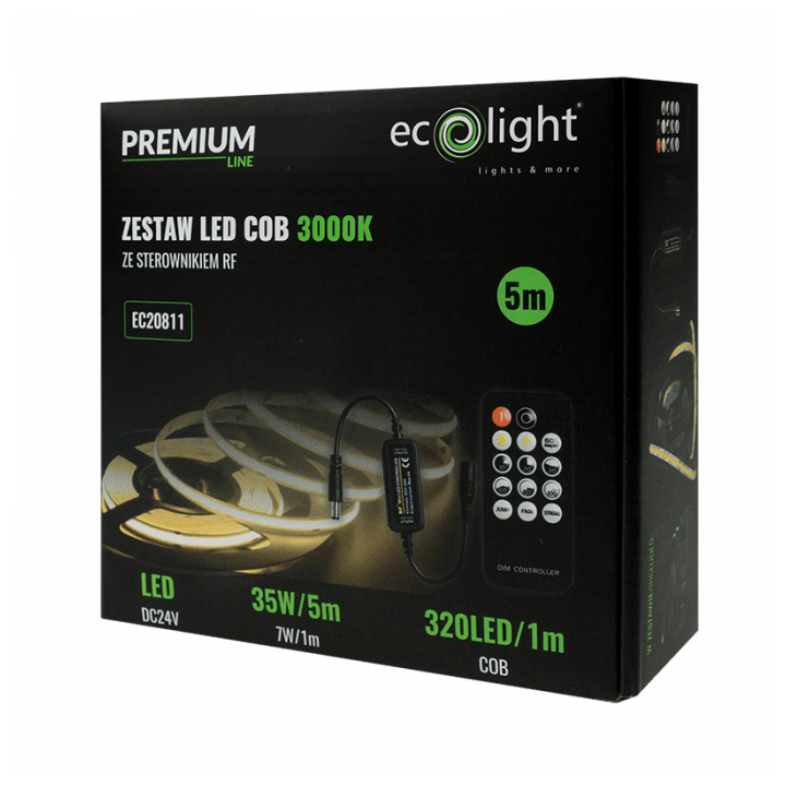 ZESTAW LED 320 COB 24V IP20 3000K /5m/
