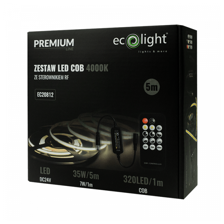ZESTAW LED 320 COB 24V IP20 4000K /5m/