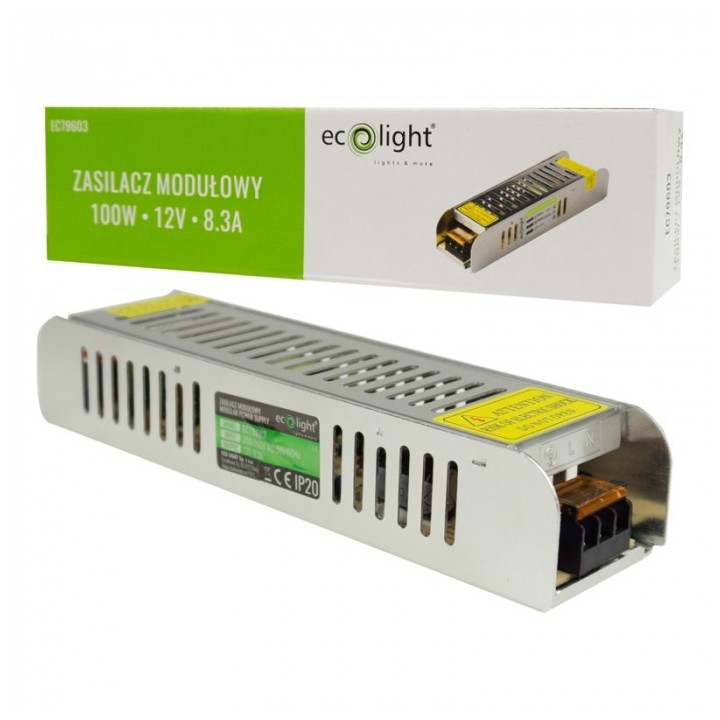 Zasilacz LED 100W 12V 8.33A IP20 SLIM 188x46x35