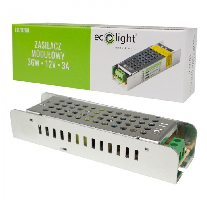 Zasilacz LED 36W 12V 3A IP20 SLIM 100x30x21