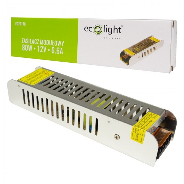 Zasilacz LED 80W 12V 6.6A IP20 SLIM 188x46x35
